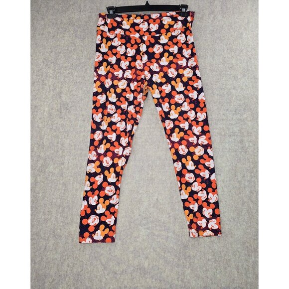 Disney Mickey Mouse Print Leggings Soft Stretchy Knit Graphic Pants - Picture 1 of 6